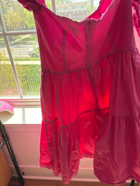 STAUD Strapless Tiered Button-Front Pink Mini Dress - Picture 6 of 6